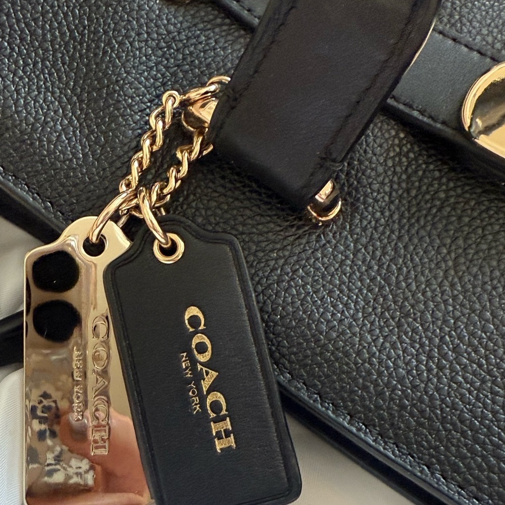 Coach Swagger Black Pebbled Leather Satchel Tote Bag - Picture 12 of 16